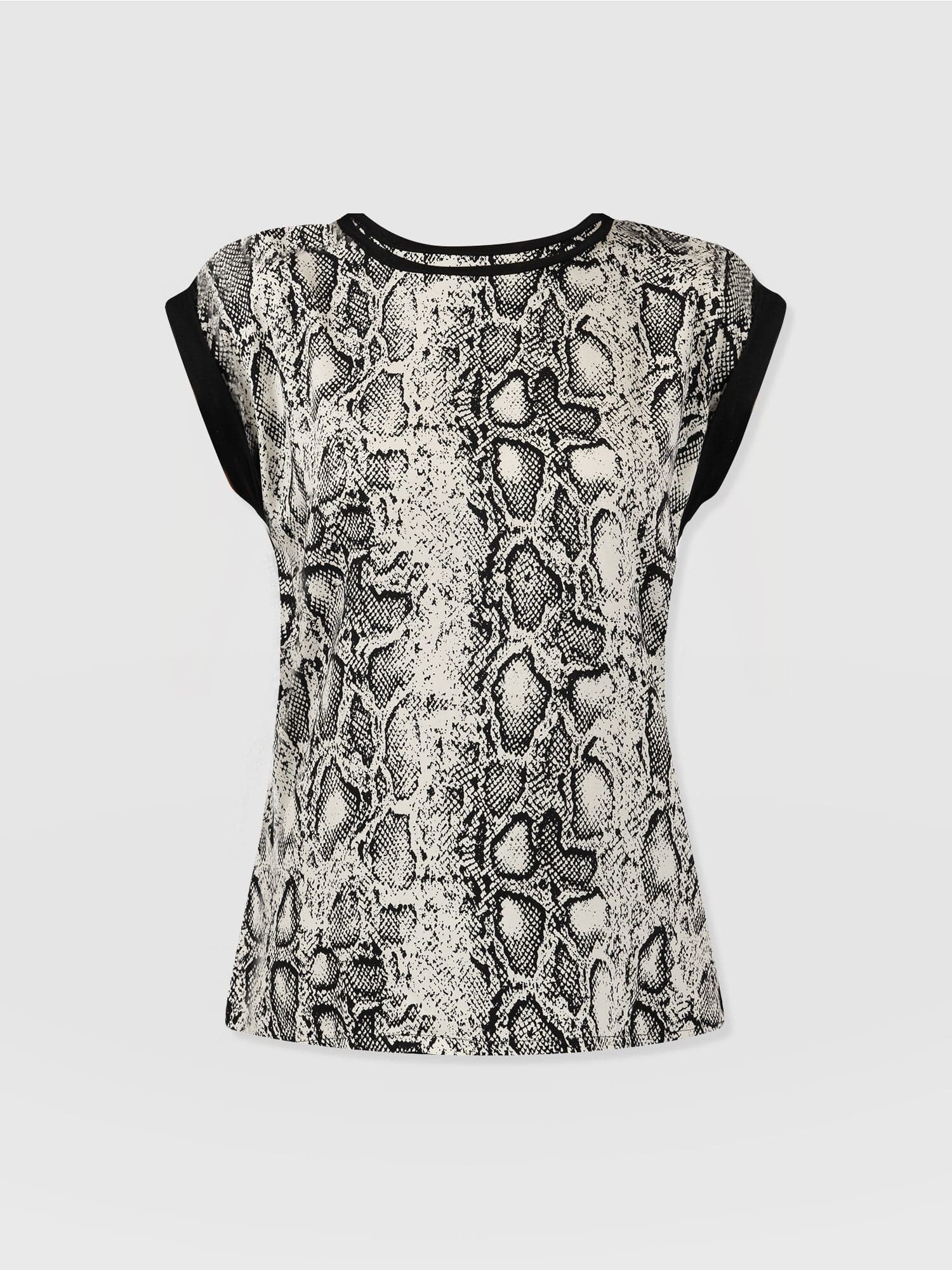 Turn Up Contrast Tee - Cream Snake - Image 7