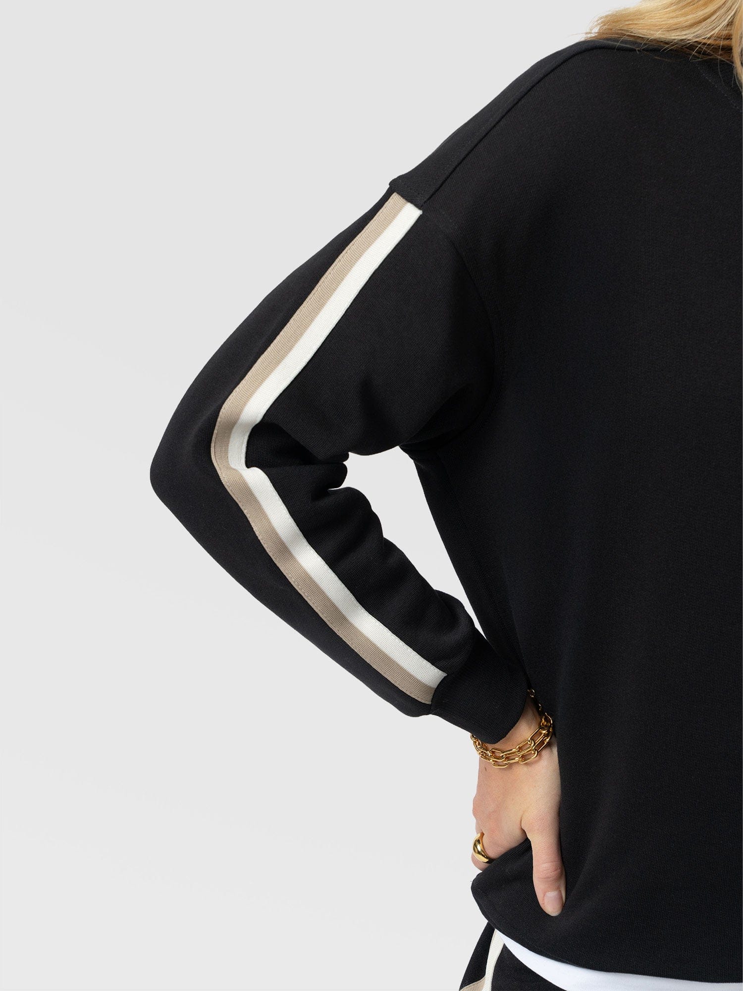 Victory Sweatshirt - Black - Cream/Beige Stripe - Image 5