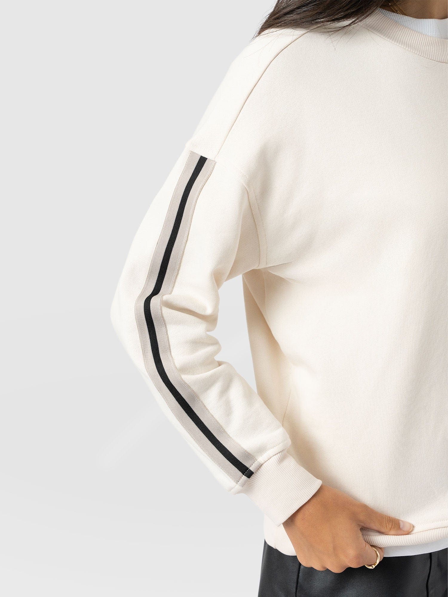 Victory Sweatshirt - Cream - Black Stripe - Image 4