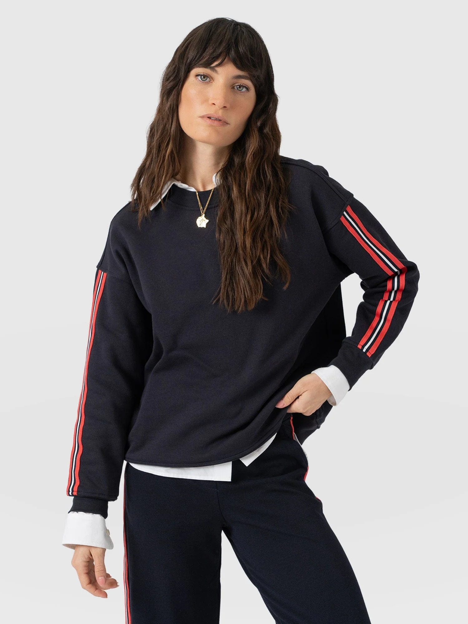 Victory Sweatshirt - Navy - Red Stripe - Image 3