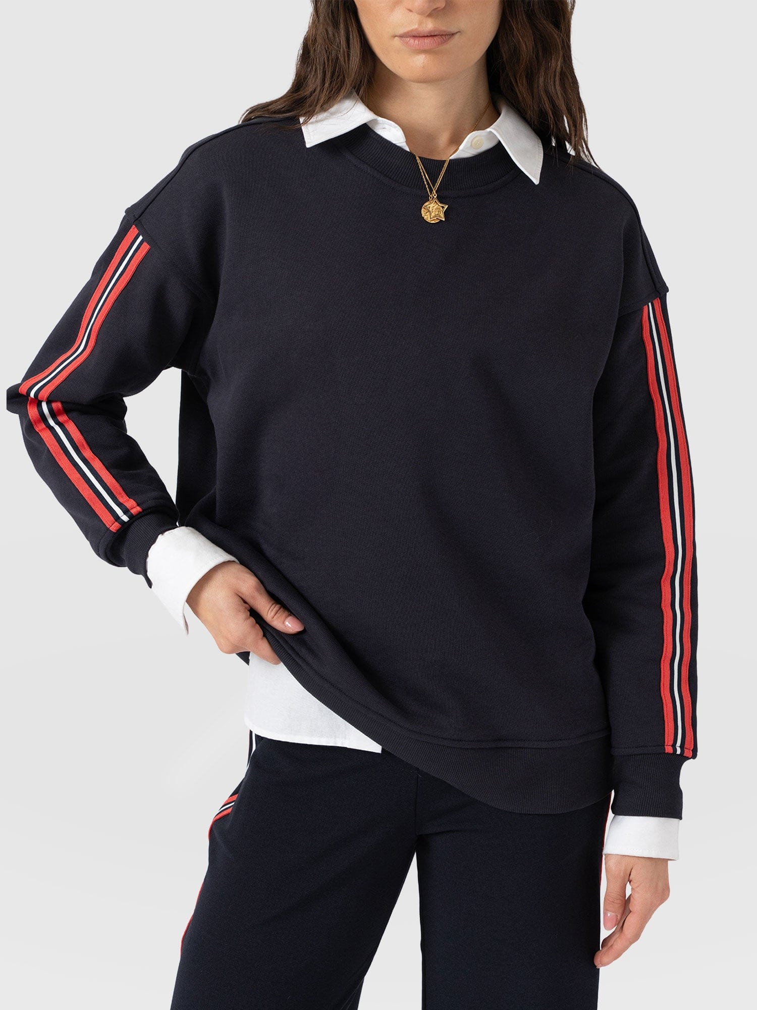 Victory Sweatshirt - Navy - Red Stripe - Image 4