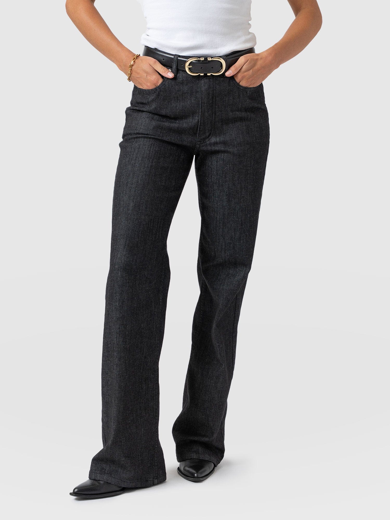 Wide Leg Jeans - Black Wash - Image 4
