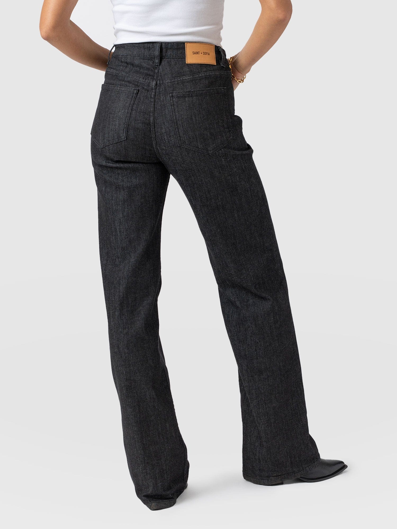 Wide Leg Jeans - Black Wash - Image 6