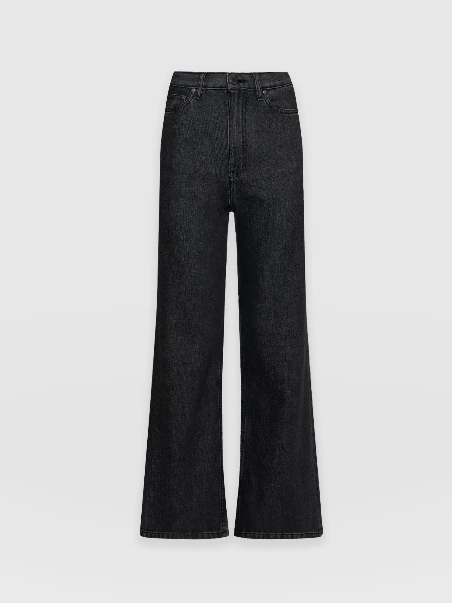 Wide Leg Jeans - Black Wash - Image 7