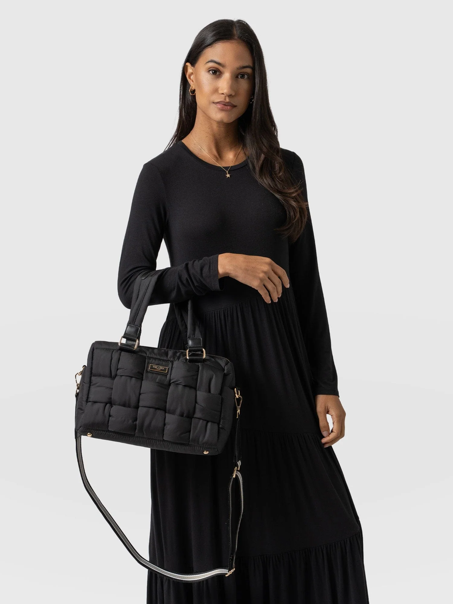 Woven Duffle Bag - Black/Grey - Image 6