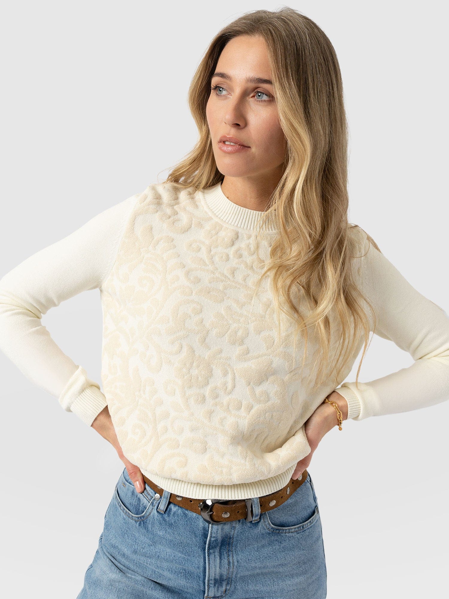 Wren Long Sleeve Knit - Cream - Image 3
