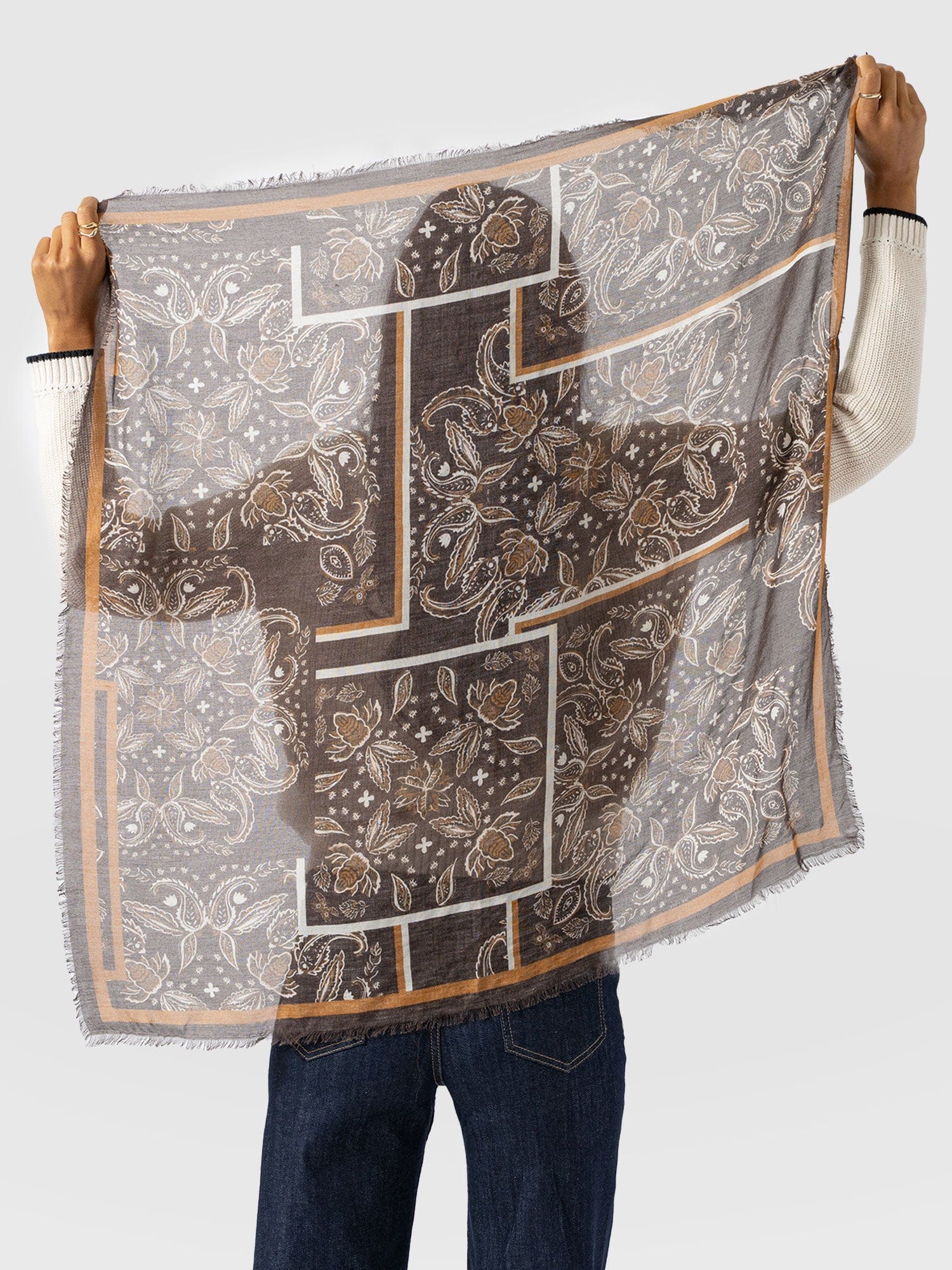 Wren Paisley Scarf - Brown - Image 5